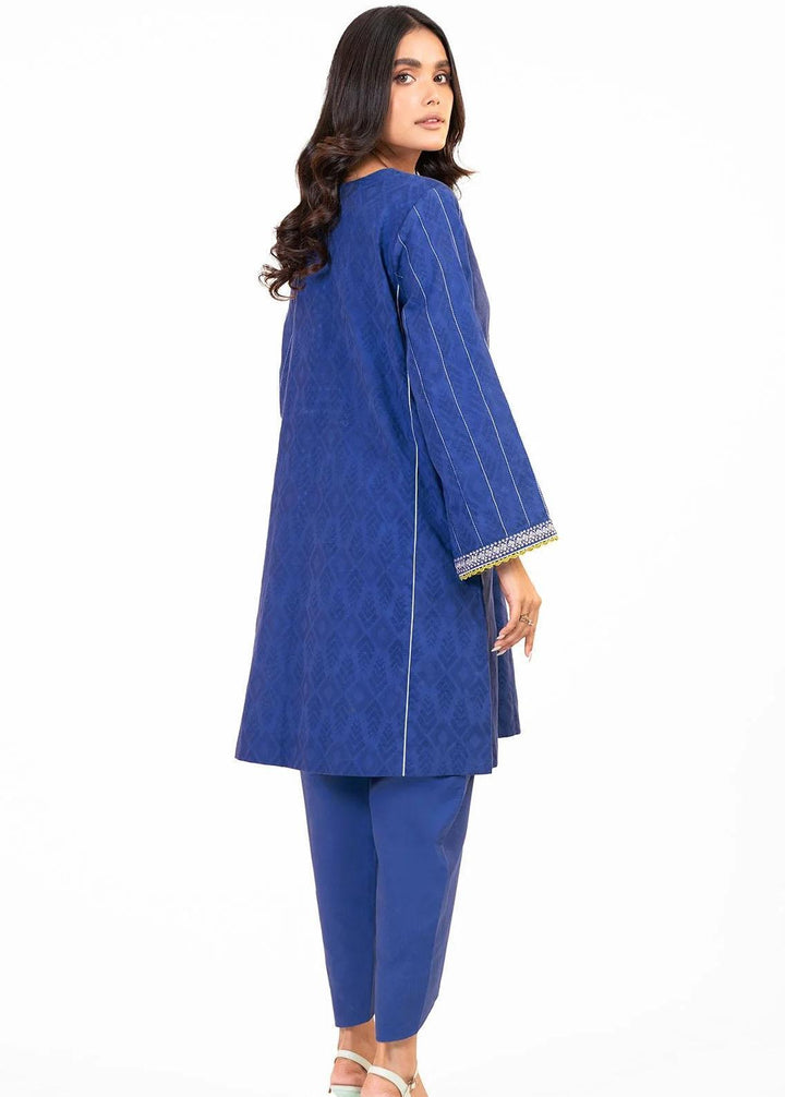 Al Karam Embroidered Dobby Suits Unstitched 2 Piece AK22FW FW-36.1-22-Blue - Festive Collection