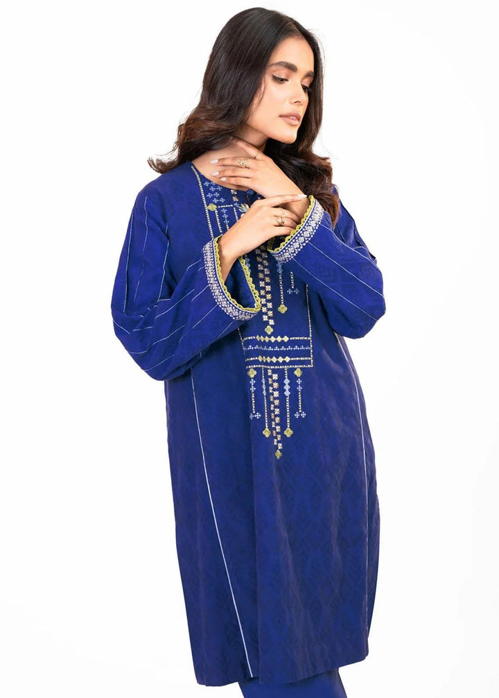 Al Karam Embroidered Dobby Suits Unstitched 2 Piece AK22FW FW-36.1-22-Blue - Festive Collection