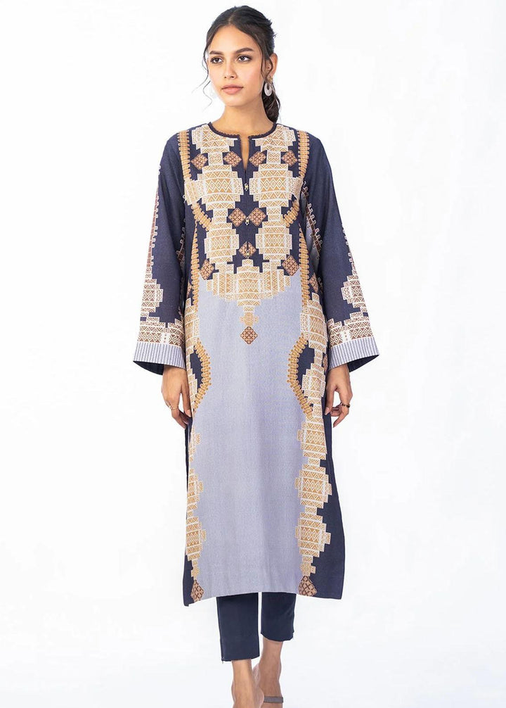 Al Karam Printed Karandi Suits Unstitched 2 Piece AK22FW FW-43-22-Black - Festive Collection