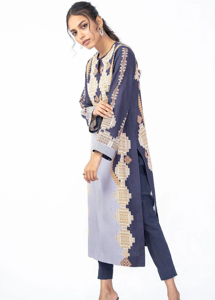 Al Karam Printed Karandi Suits Unstitched 2 Piece AK22FW FW-43-22-Black - Festive Collection