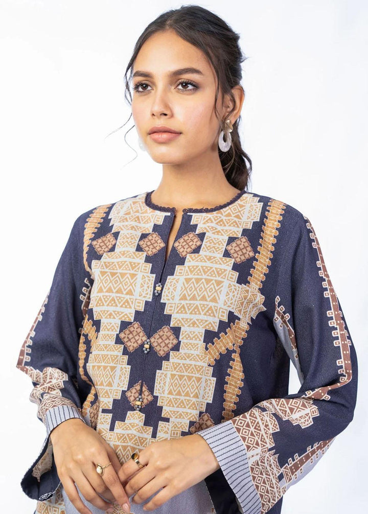 Al Karam Printed Karandi Suits Unstitched 2 Piece AK22FW FW-43-22-Black - Festive Collection