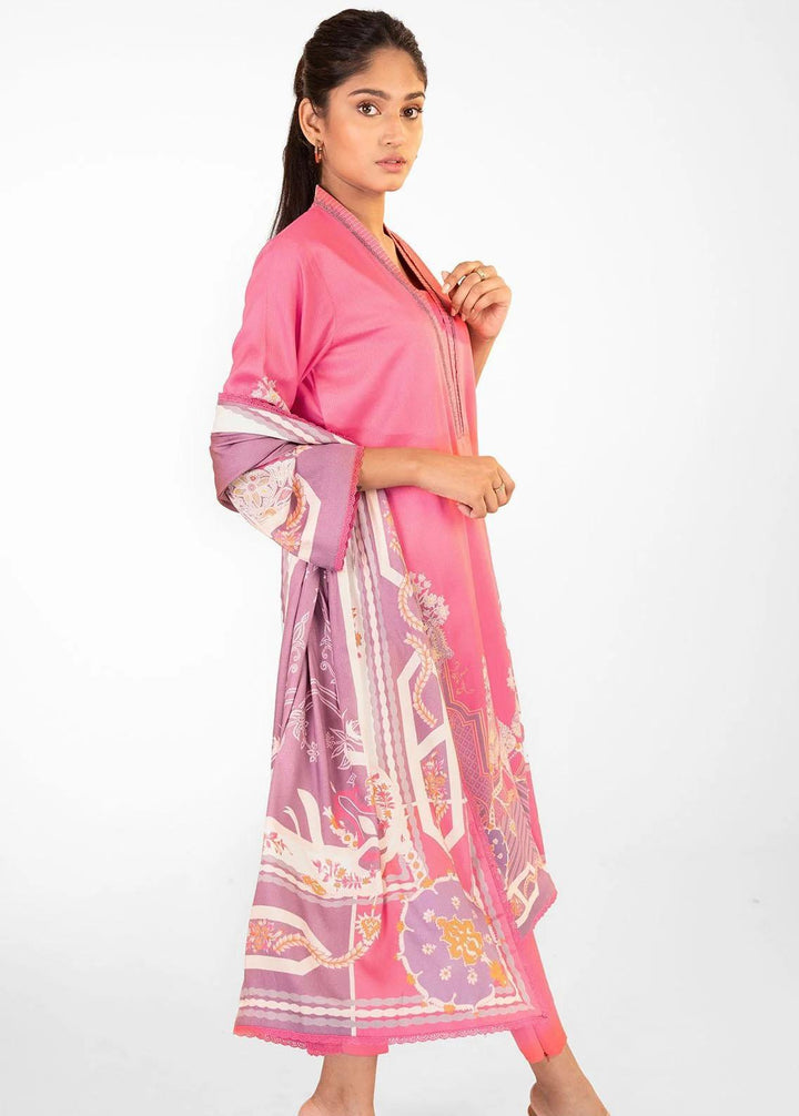 Al Karam Printed Marina Suits Unstitched 3 Piece AK22FW FW-48-22-Pink - Festive Collection