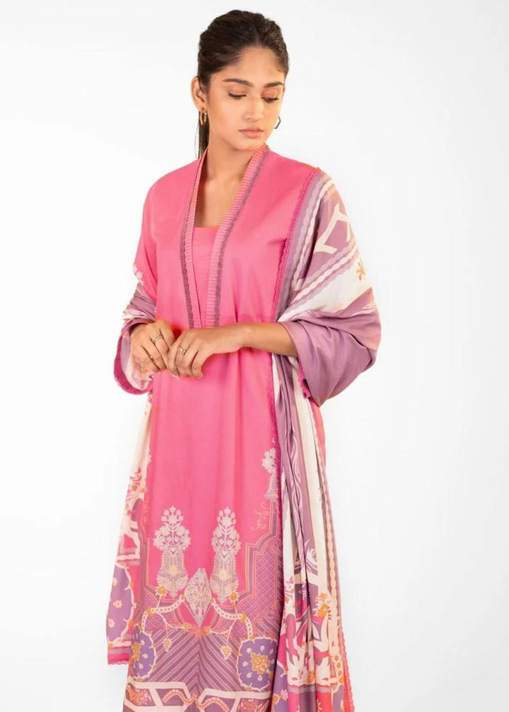 Al Karam Printed Marina Suits Unstitched 3 Piece AK22FW FW-48-22-Pink - Festive Collection