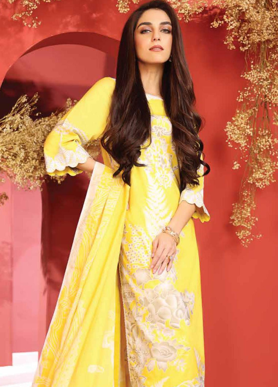 Al Karam Embroidered Cambric Suits Unstitched 3 Piece AK21MS-MS-04-21-Yellow - Summer Collection