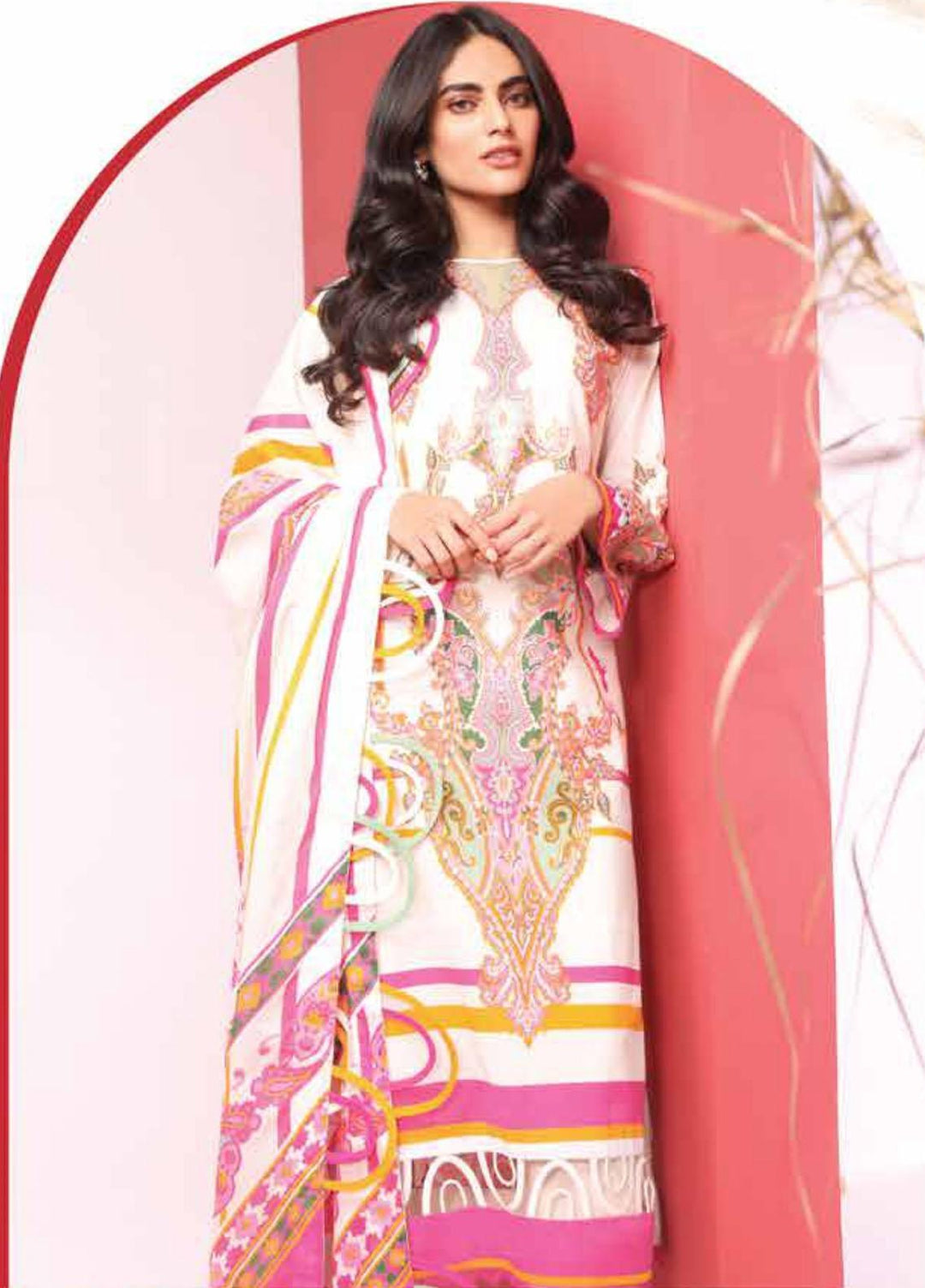 Al Karam Printed Cambric Suits Unstitched 3 Piece AK21MS-MS-05-21-Cream - Summer Collection