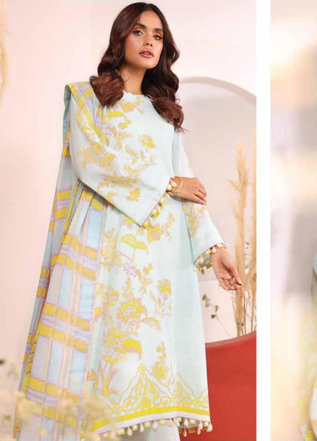 Al Karam Printed Cambric Suits Unstitched 3 Piece AK21MS-MS-08-21-Mint - Summer Collection