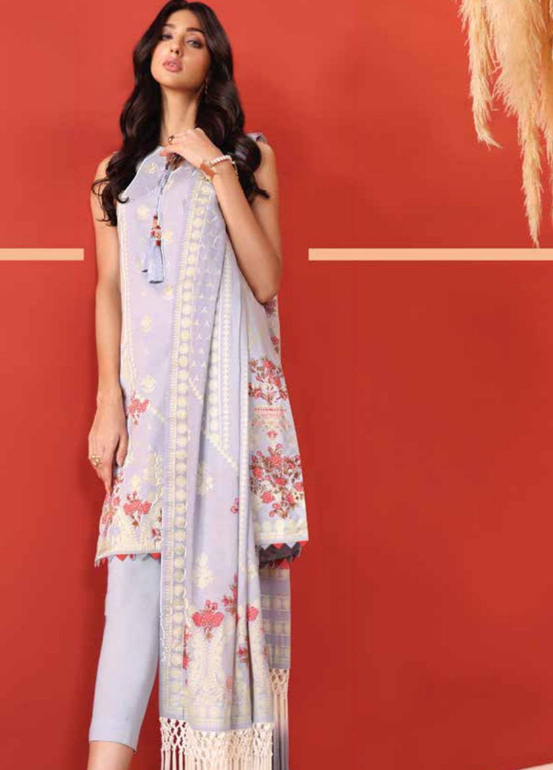 Al Karam Printed Cambric Suits Unstitched 3 Piece AK21MS-MS-1.1-21-Grey - Summer Collection