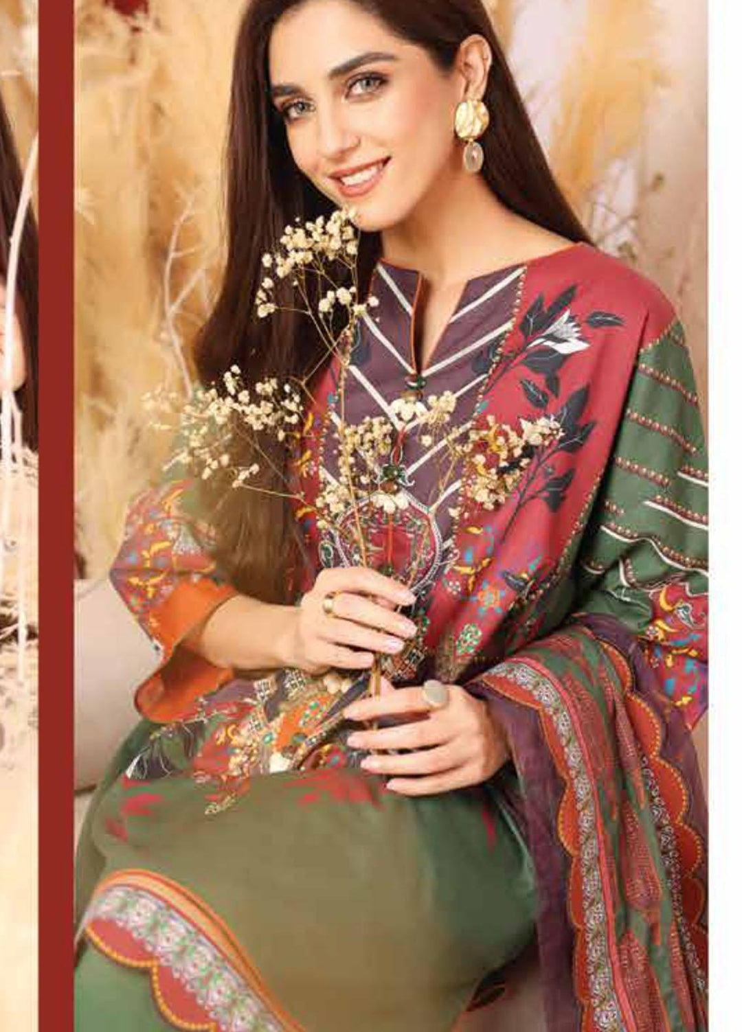 Al Karam Printed Cambric Suits Unstitched 3 Piece AK21MS-MS-10-21-Green - Summer Collection