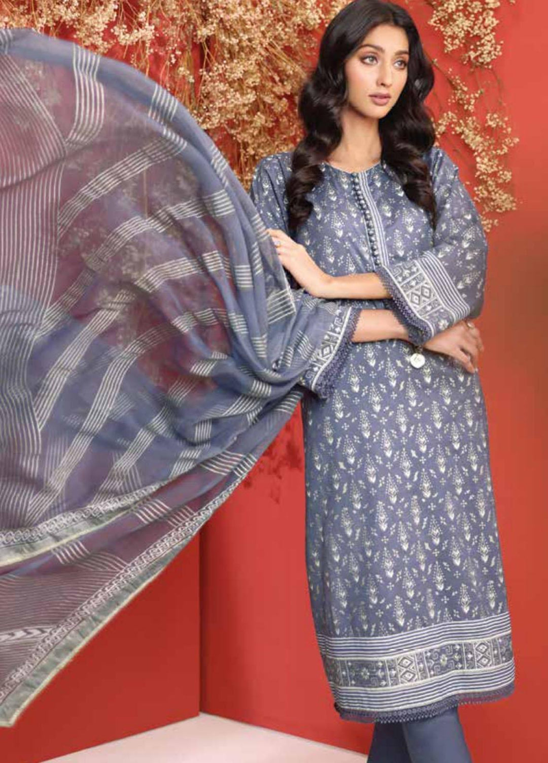 Al Karam Printed Cambric Suits Unstitched 3 Piece AK21MS-MS-10.1-21-Purple - Summer Collection
