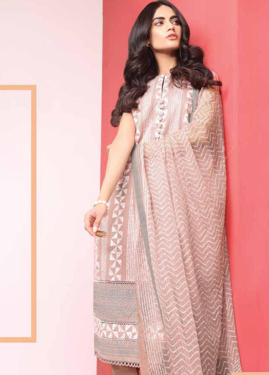 Al Karam Printed Cambric Suits Unstitched 3 Piece AK21MS-MS-12.1-21-Pink - Summer Collection