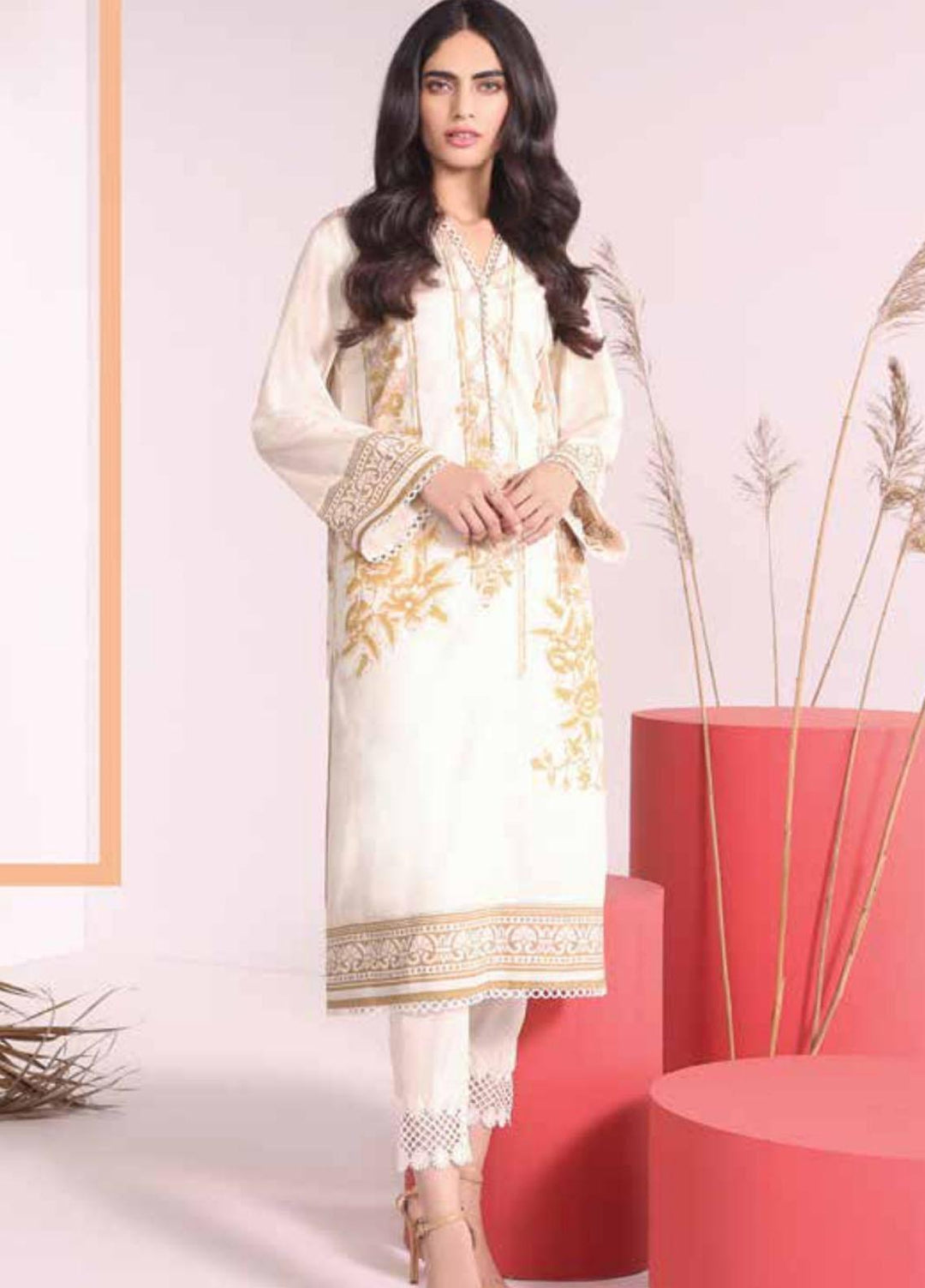 Al Karam Printed Cambric Suits Unstitched 2 Piece AK21MS-MS-13.1-21-beige - Summer Collection