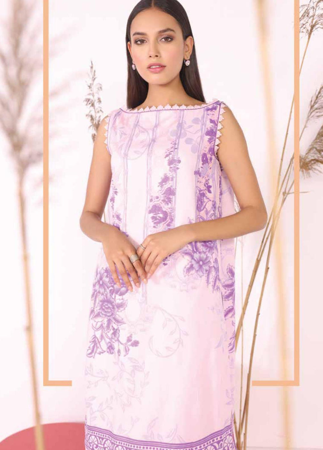 Al Karam Printed Cambric Suits Unstitched 2 Piece AK21MS-MS-13.1-21-Purple - Summer Collection