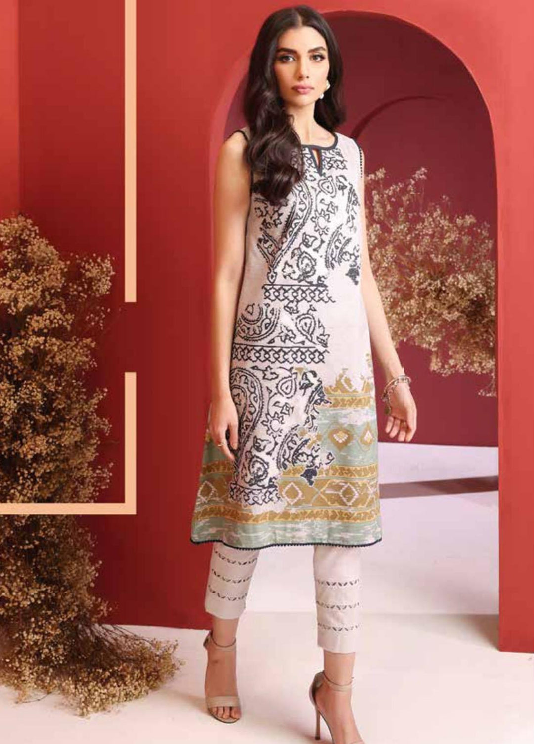 Al Karam Printed Cambric Suits Unstitched 2 Piece AK21MS-MS-14.1-21-beige - Summer Collection