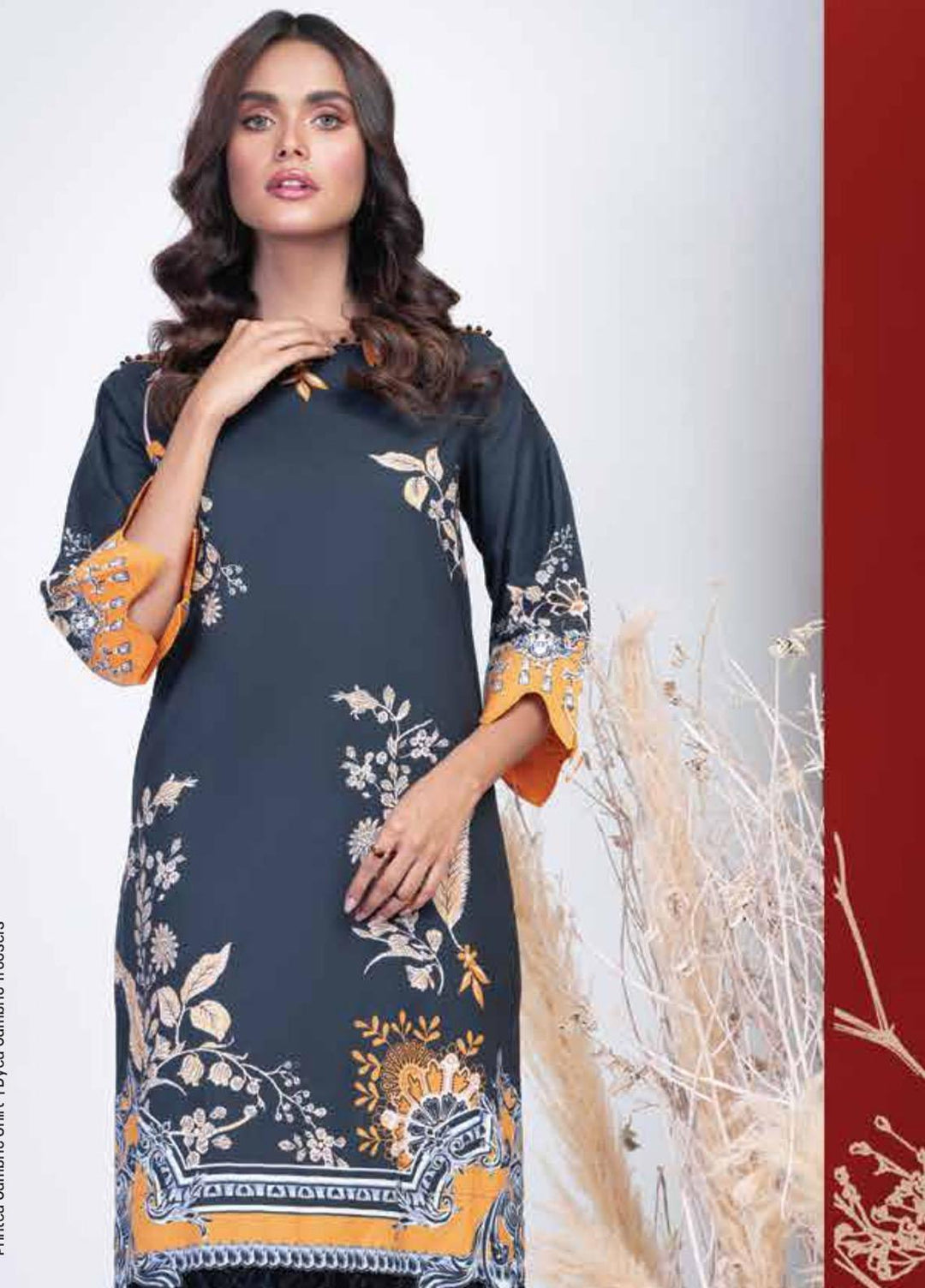 Al Karam Printed Cambric Suits Unstitched 2 Piece AK21MS-MS-15-21-Black - Summer Collection