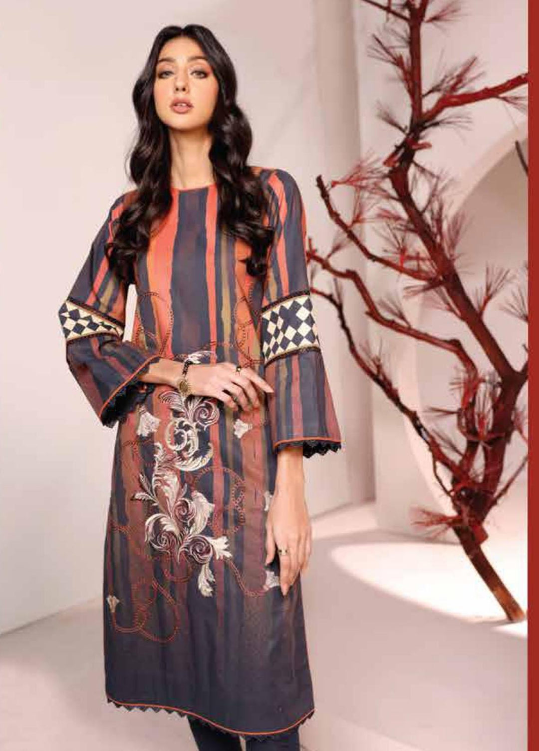 Al Karam Embroidered Cambric Suits Unstitched 2 Piece AK21MS-MS-17-21-Black - Summer Collection