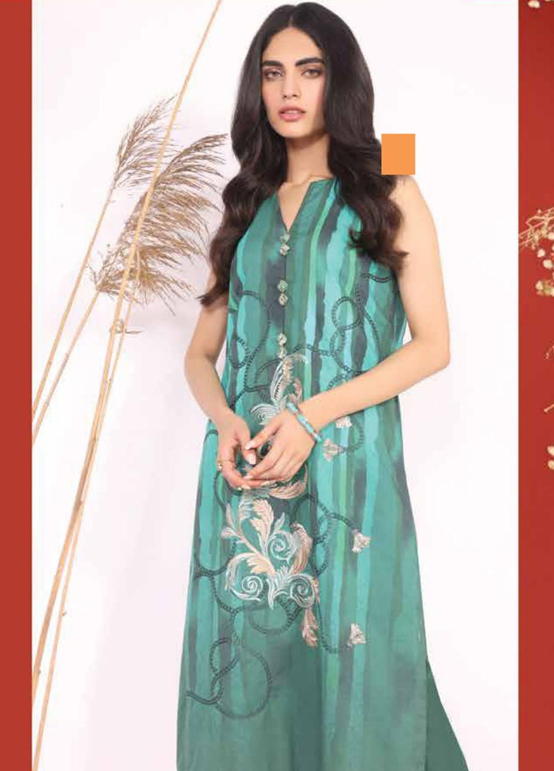 Al Karam Embroidered Cambric Suits Unstitched 2 Piece AK21MS-MS-17-21-Green - Summer Collection