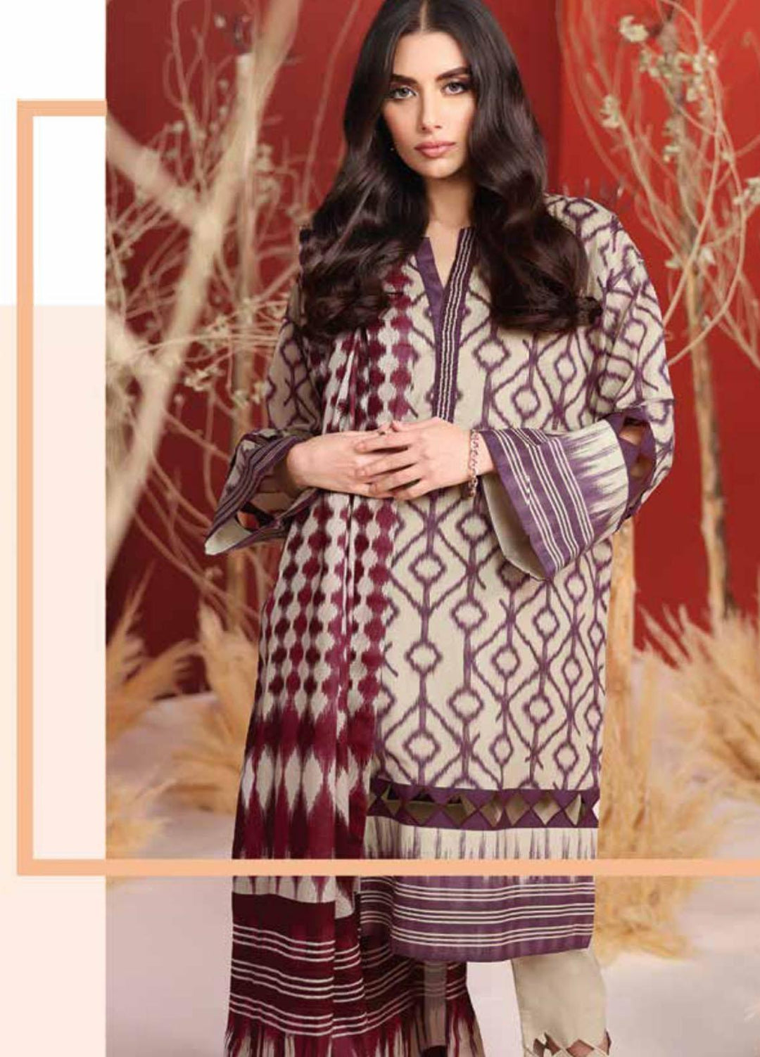 Al Karam Printed Cambric Suits Unstitched 2 Piece AK21MS-MS-17.1-21-Beige - Summer Collection