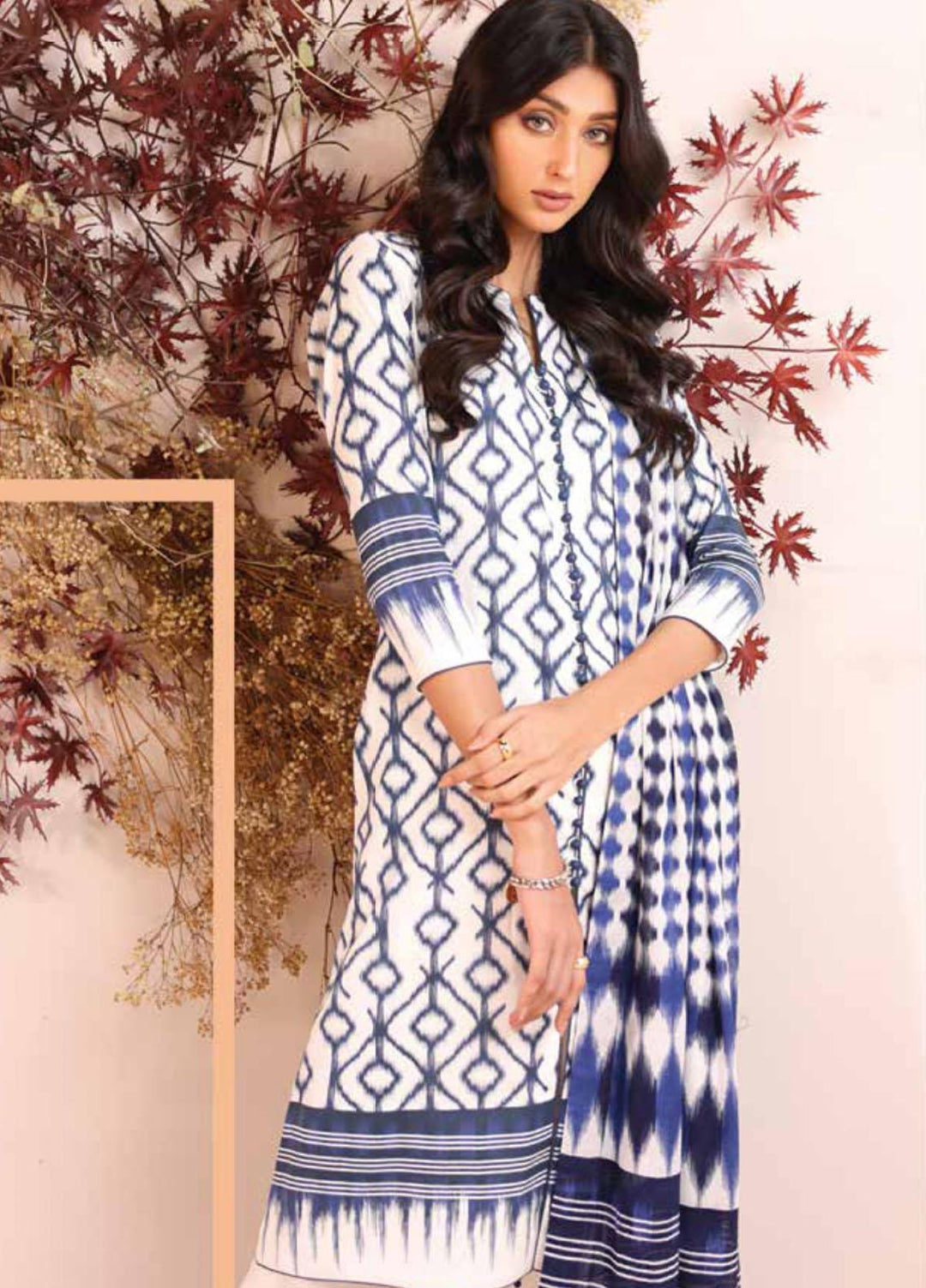 Al Karam Printed Cambric Suits Unstitched 2 Piece AK21MS-MS-17.1-21-Blue - Summer Collection