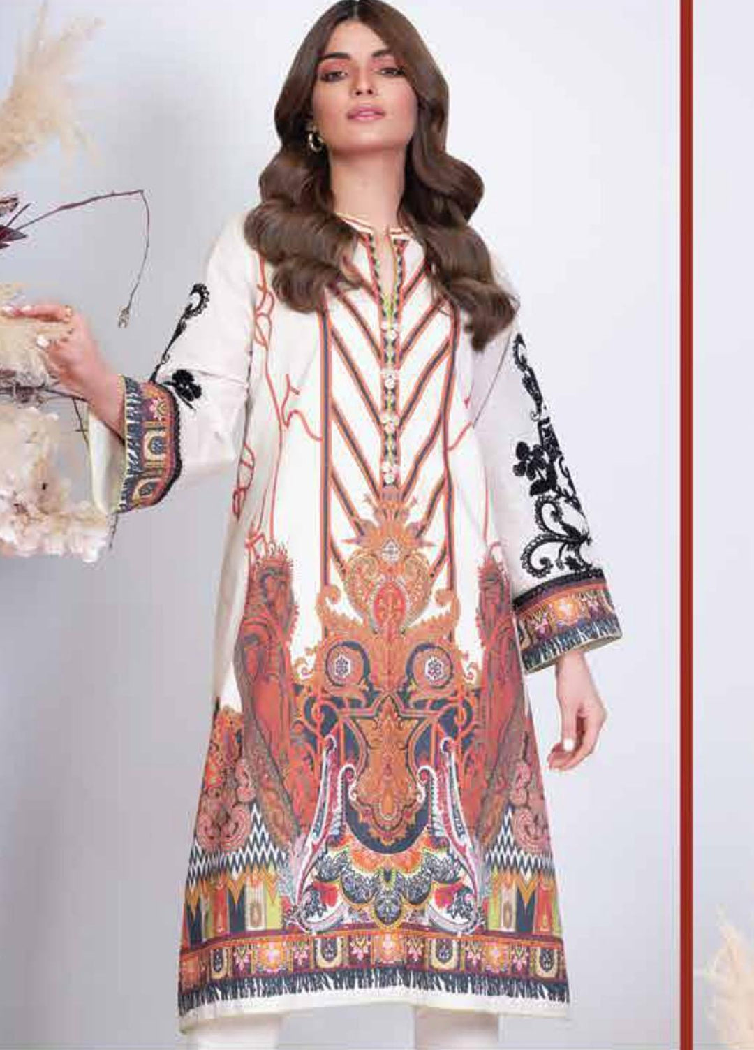 Al Karam Embroidered Cambric  Unstitched Shirt AK21MS-MS-19-21-Beige - Summer Collection