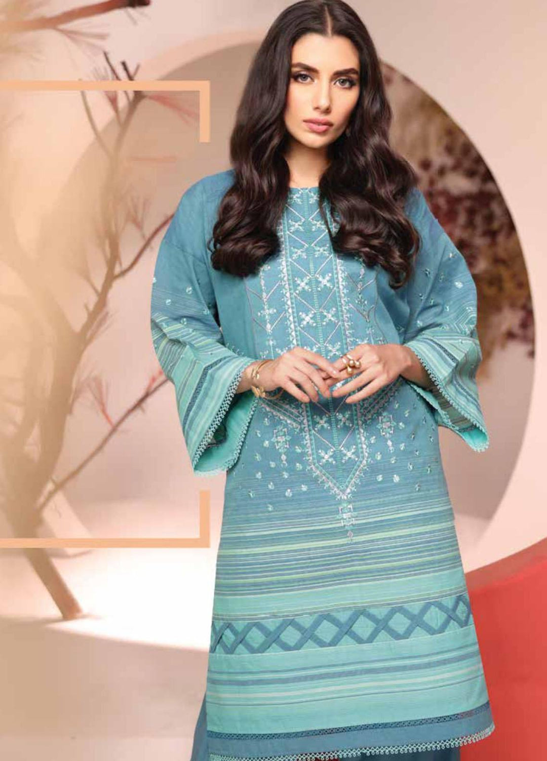 Al Karam Embroidered Yarn  Unstitched Shirt AK21MS-MS-20.1-21-Blue - Summer Collection