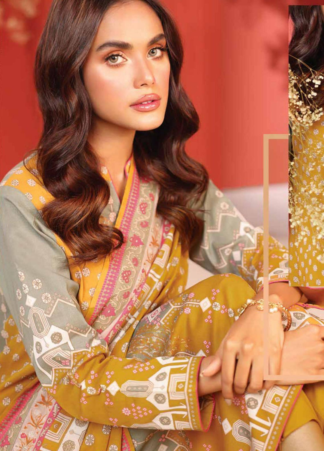 Al Karam Printed Cambric Suits Unstitched 3 Piece AK21MS-MS-21.1-21-Mustard - Summer Collection