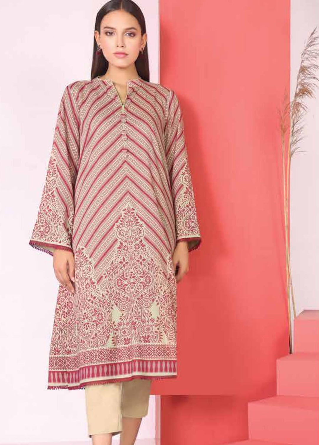 Al Karam Printed Cambric Suits Unstitched 2 Piece AK21MS-MS-25-21-Pink - Summer Collection