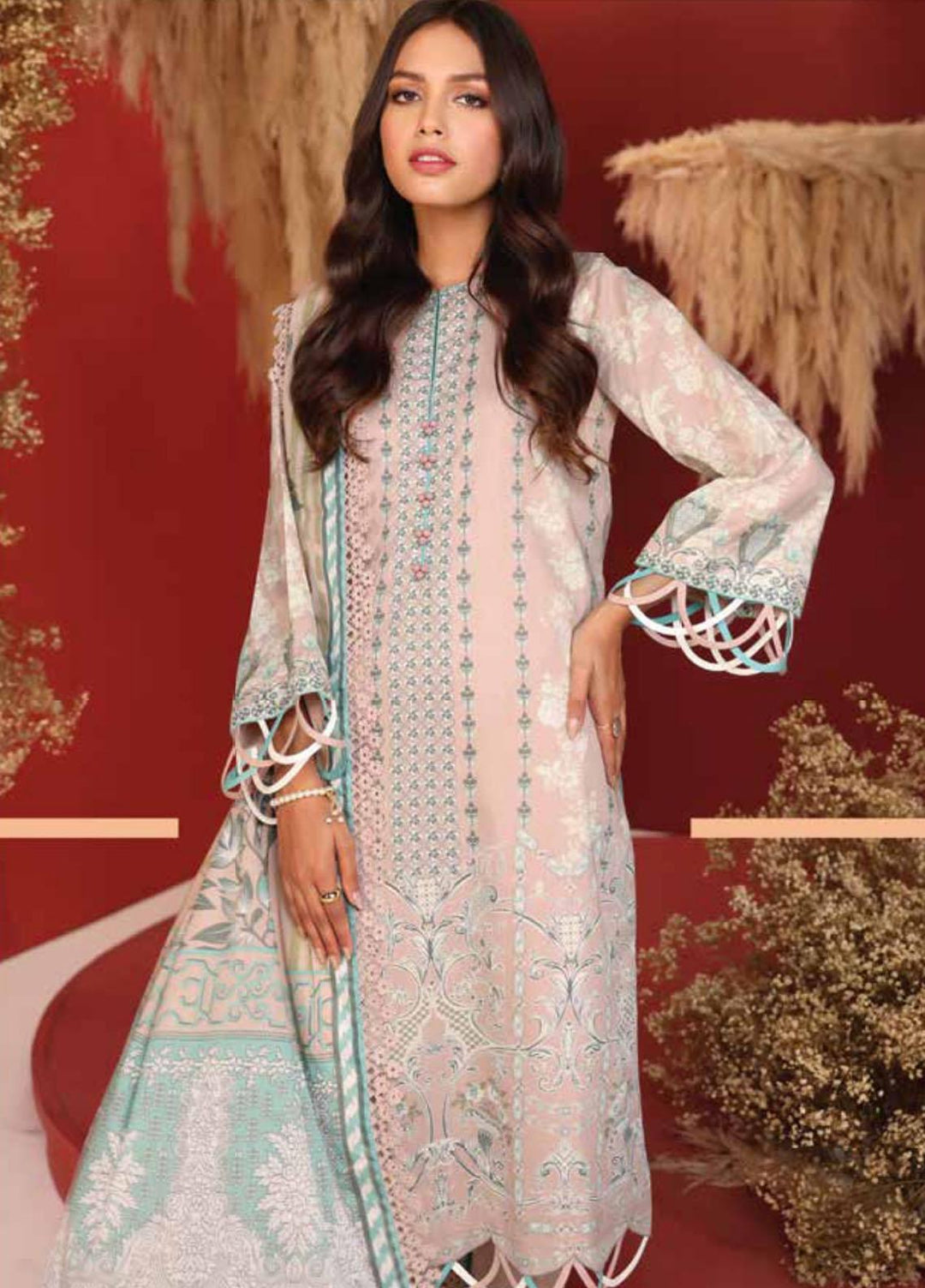 Al Karam Printed Cambric Suits Unstitched 3 Piece AK21MS-MS-4.1-21-Pink - Summer Collection