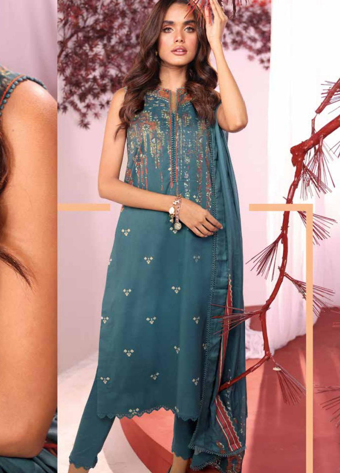 Al Karam Printed Cambric Suits Unstitched 3 Piece AK21MS-MS-7.1-21-Blue - Summer Collection