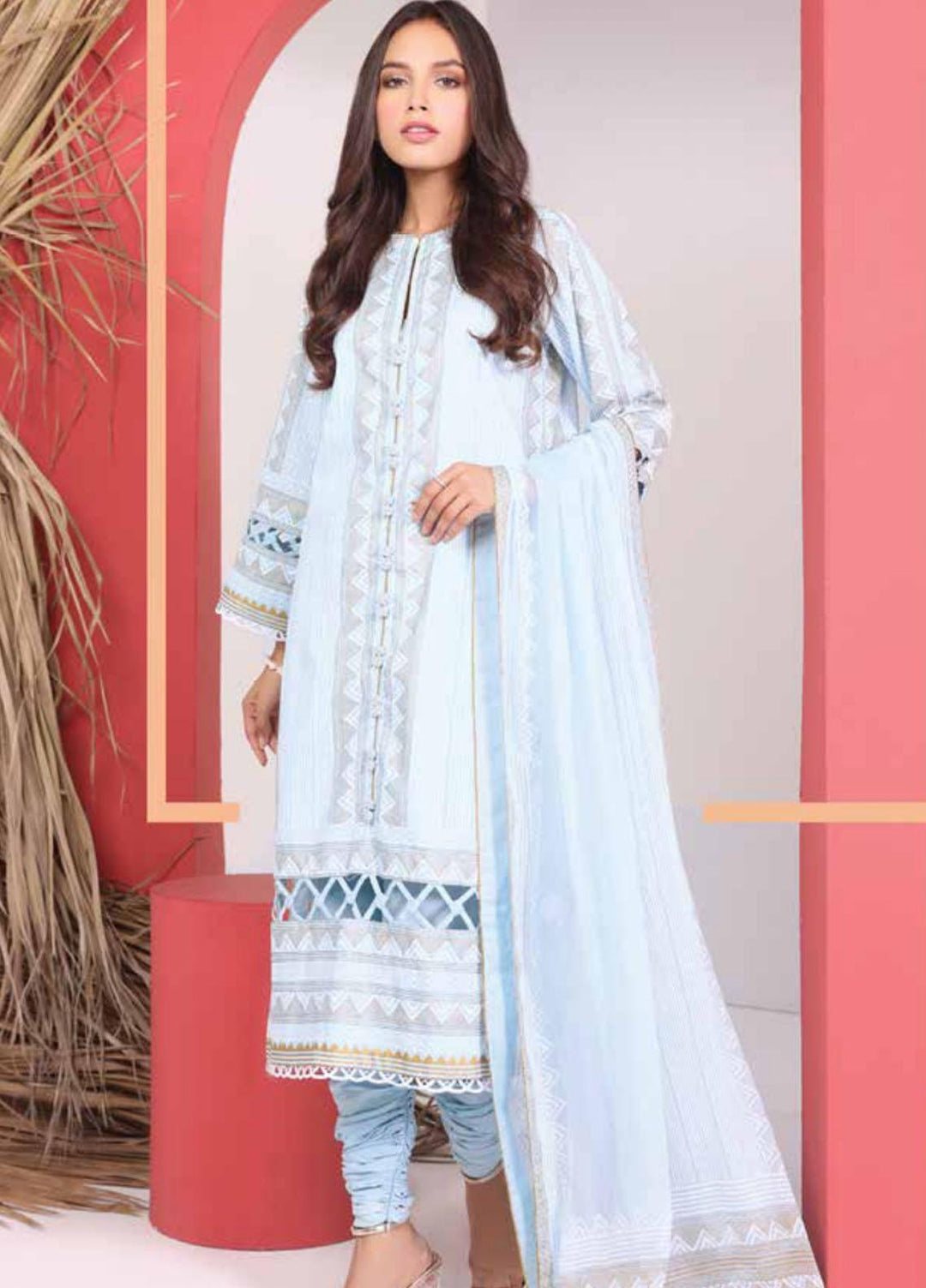 Al Karam Printed Cambric Suits Unstitched 3 Piece AK21MS-MS-9.1-21-Blue - Summer Collection