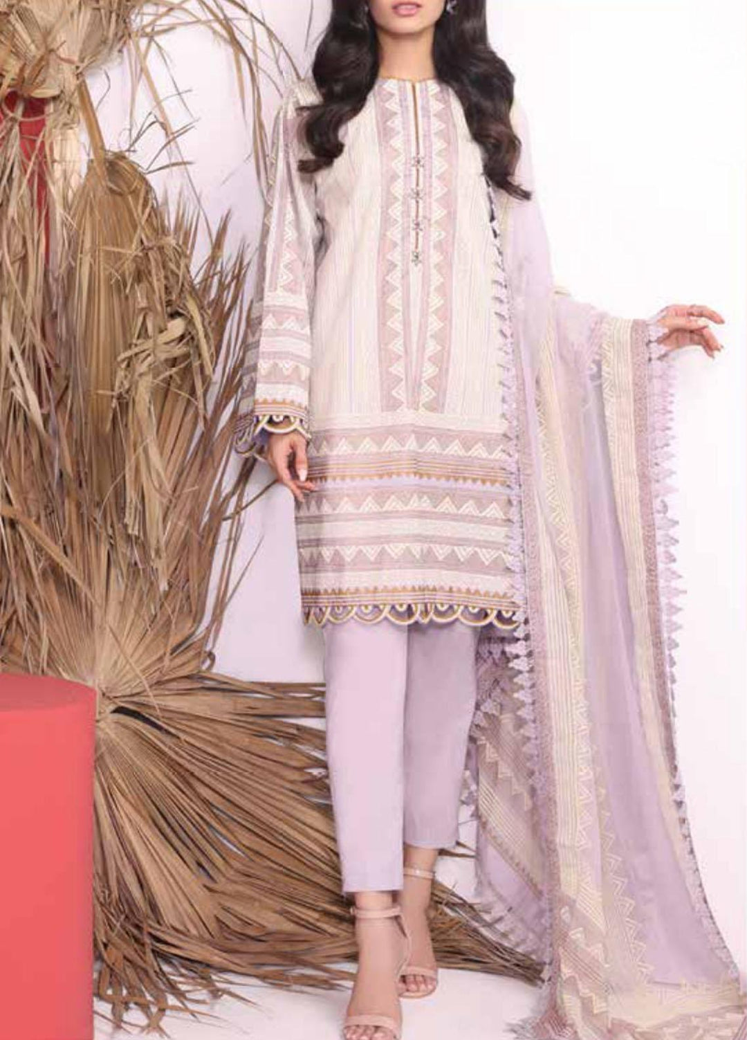 Al Karam Printed Cambric Suits Unstitched 3 Piece AK21MS-MS-9.1-21-Lilac - Summer Collection