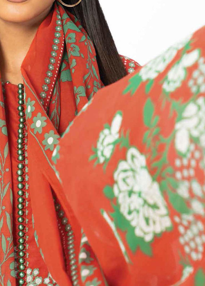 Al Karam Printed Lawn Suits Unstitched 2 Piece AK23SSL SS-56-23-Orange - Summer Collection