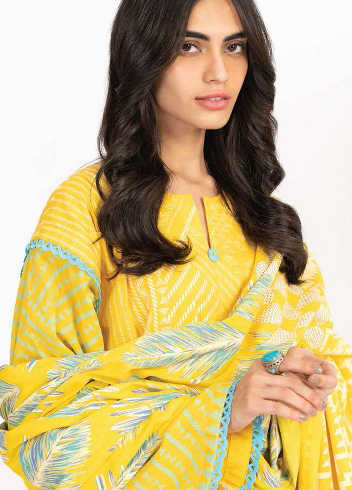 Al Karam Printed Lawn Suits Unstitched 3 Piece AK23SSL SS-43-23-Yellow - Summer Collection