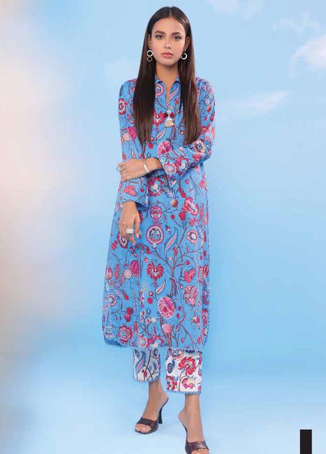 Al Karam Printed Lawn Suits Unstitched 2 Piece AK23SSL SS-63-23-Blue - Summer Collection