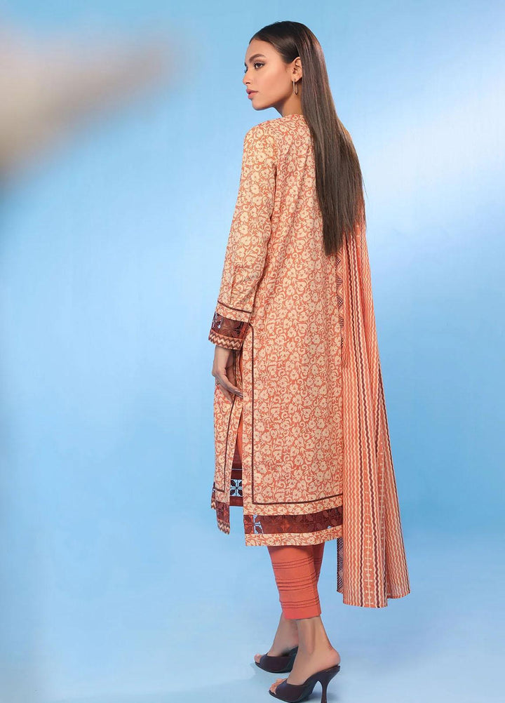 Al Karam Printed Lawn Suits Unstitched 3 Piece AK23SSL SSF-38.1-23-Coral - Summer Collection
