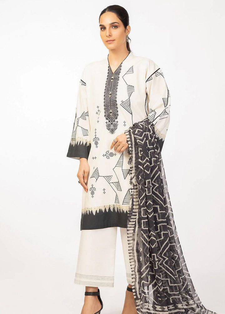 Al Karam Embroidered Cambric Suits Unstitched 3 Piece AK22-SS3 MS-06-22-White - Winter Collection
