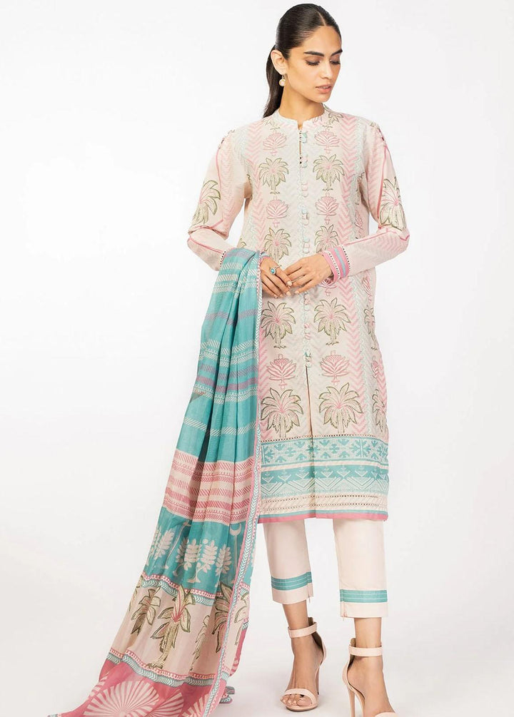 Al Karam Printed Cambric Suits Unstitched 3 Piece AK22-SS3 MS-24-22-Light Pink - Winter Collection