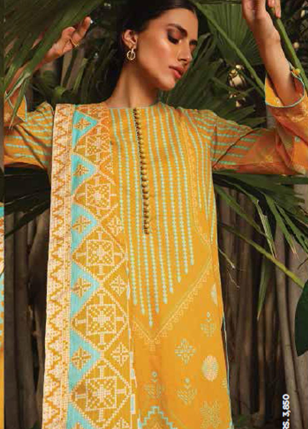 Al Karam Lawn Suits Unstitched 3 Piece AK22-SS3 SS-10-22-3 Yellow - Spring / Summer Collection
