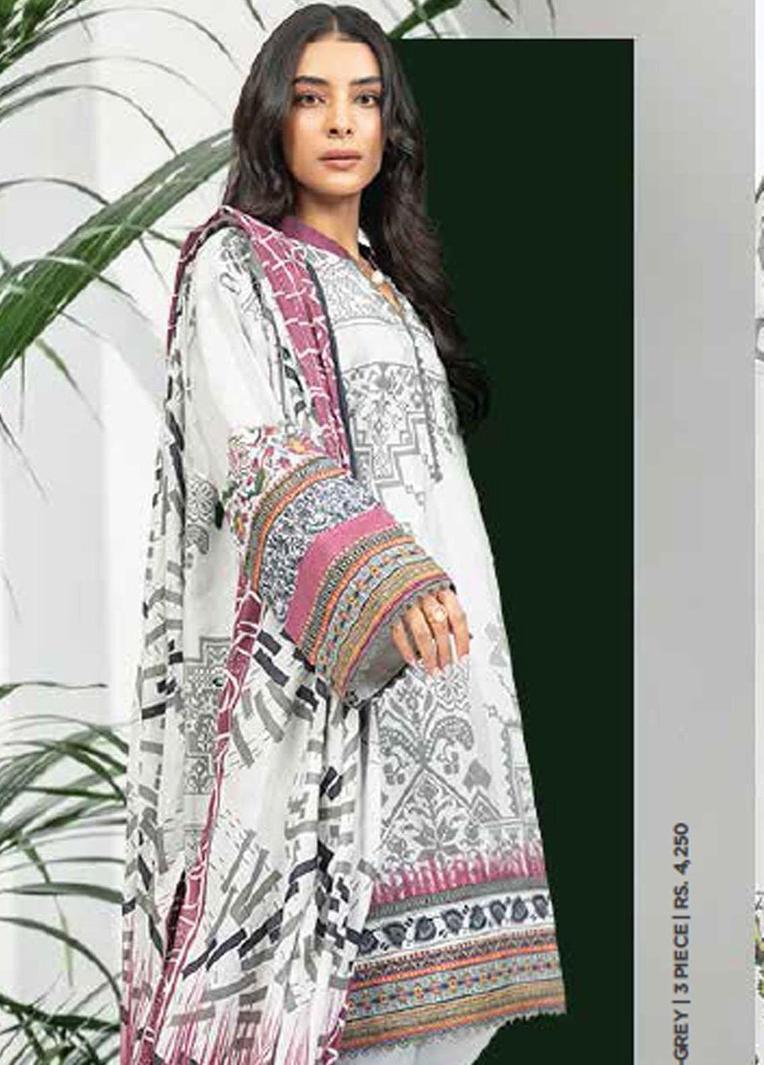 Al Karam Lawn Suits Unstitched 3 Piece AK22-SS3 SS-12-22-3 Grey - Spring / Summer Collection