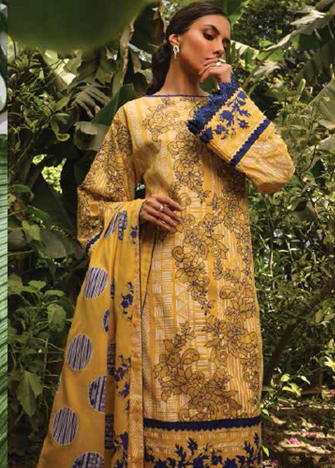Al Karam Lawn Suits Unstitched 3 Piece AK22-SS3 SS-16-22-3 Yellow - Spring / Summer Collection