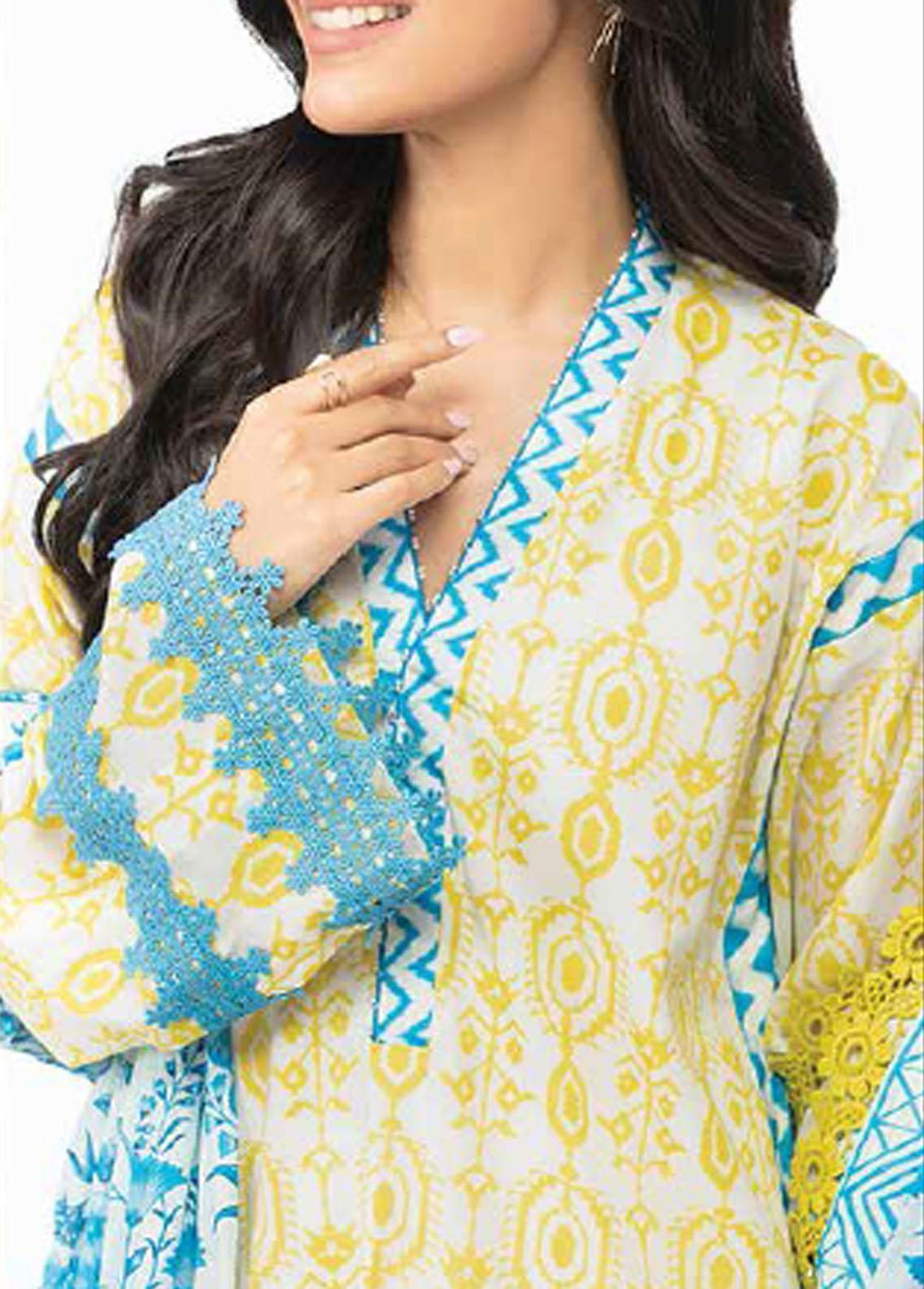 Al Karam Lawn Suits Unstitched 3 Piece AK22-SS3 SS-2.1-22-3 Yellow - Spring / Summer Collection