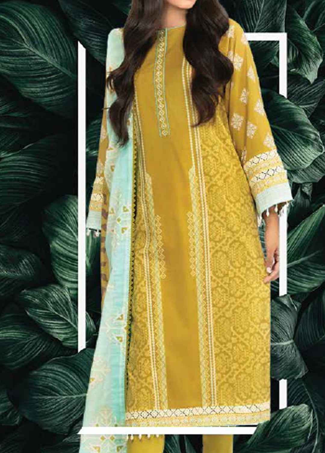 Al Karam Lawn Suits Unstitched 3 Piece AK22-SS3 SS-23-22-3 Lime Green - Spring / Summer Collection