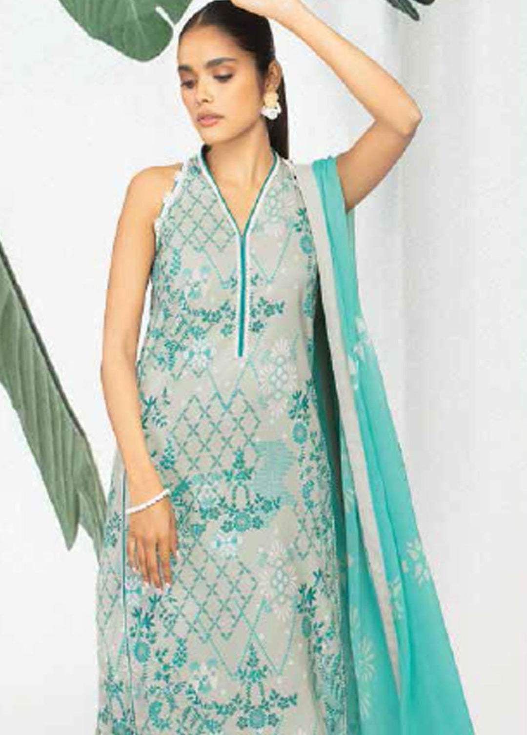 Al Karam Lawn Suits Unstitched 3 Piece AK22-SS3 SS-27-22-3 Beige - Spring / Summer Collection