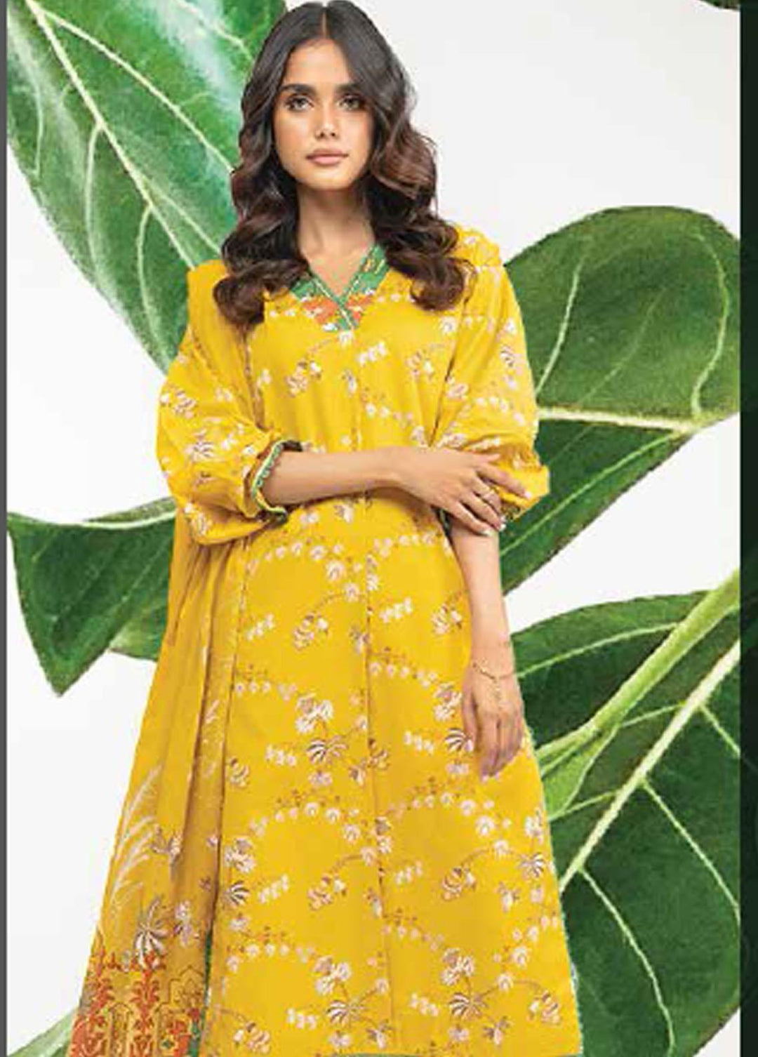 Al Karam Lawn Suits Unstitched 3 Piece AK22-SS3 SS-27.1-22-3 Mustard - Spring / Summer Collection