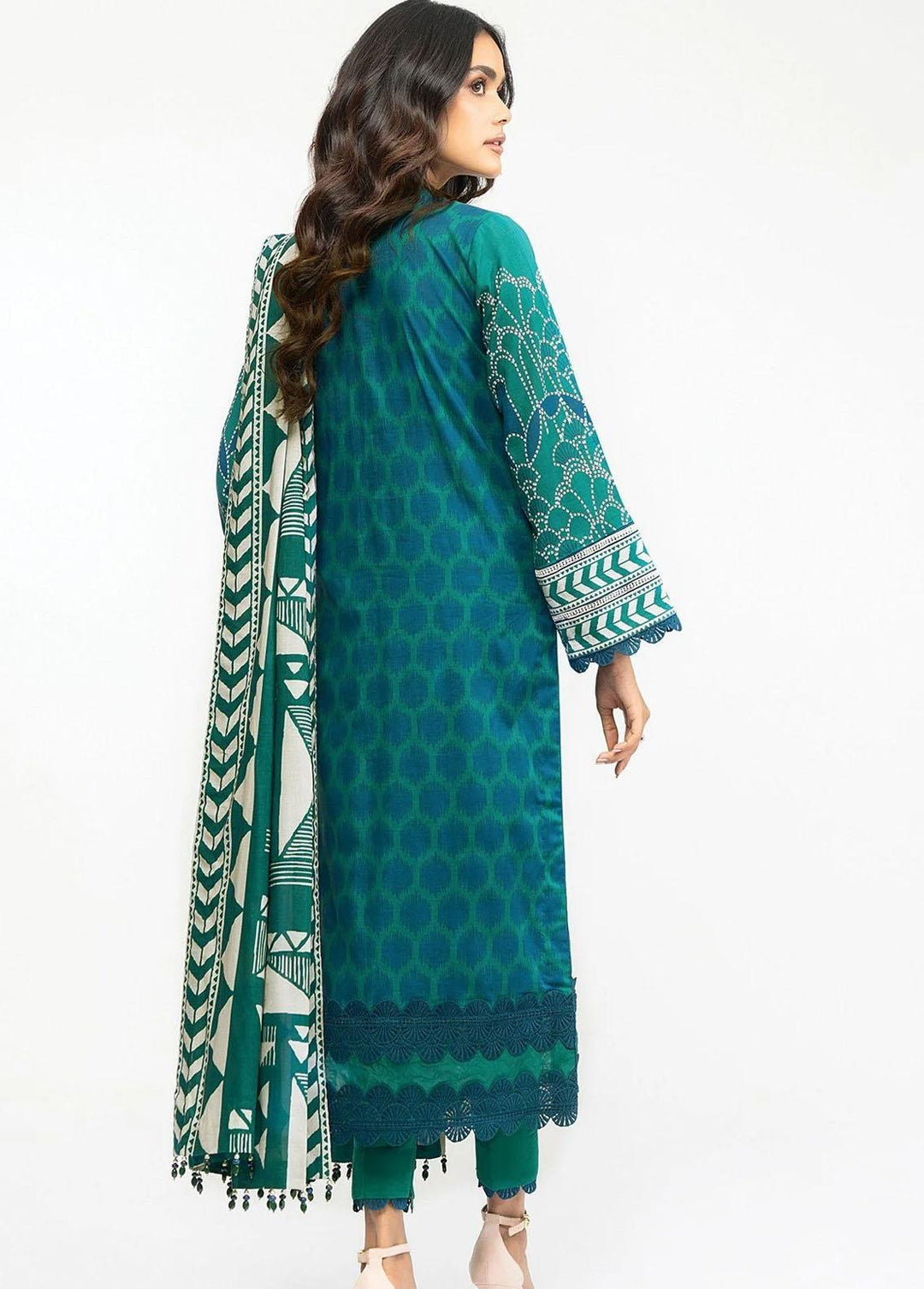 Al Karam Embroidered Lawn Suits Unstitched 2 Piece AK22-SS3 SS-32-22-3-Emerald Green - Spring/Summer Collection