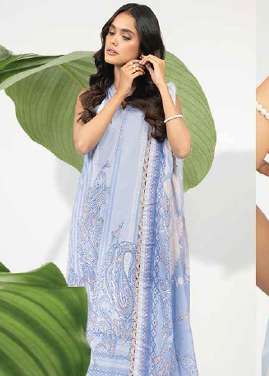 Al Karam Lawn Suits Unstitched 2 Piece AK22-SS3 SS-34-22-3 Light Blue - Spring / Summer Collection