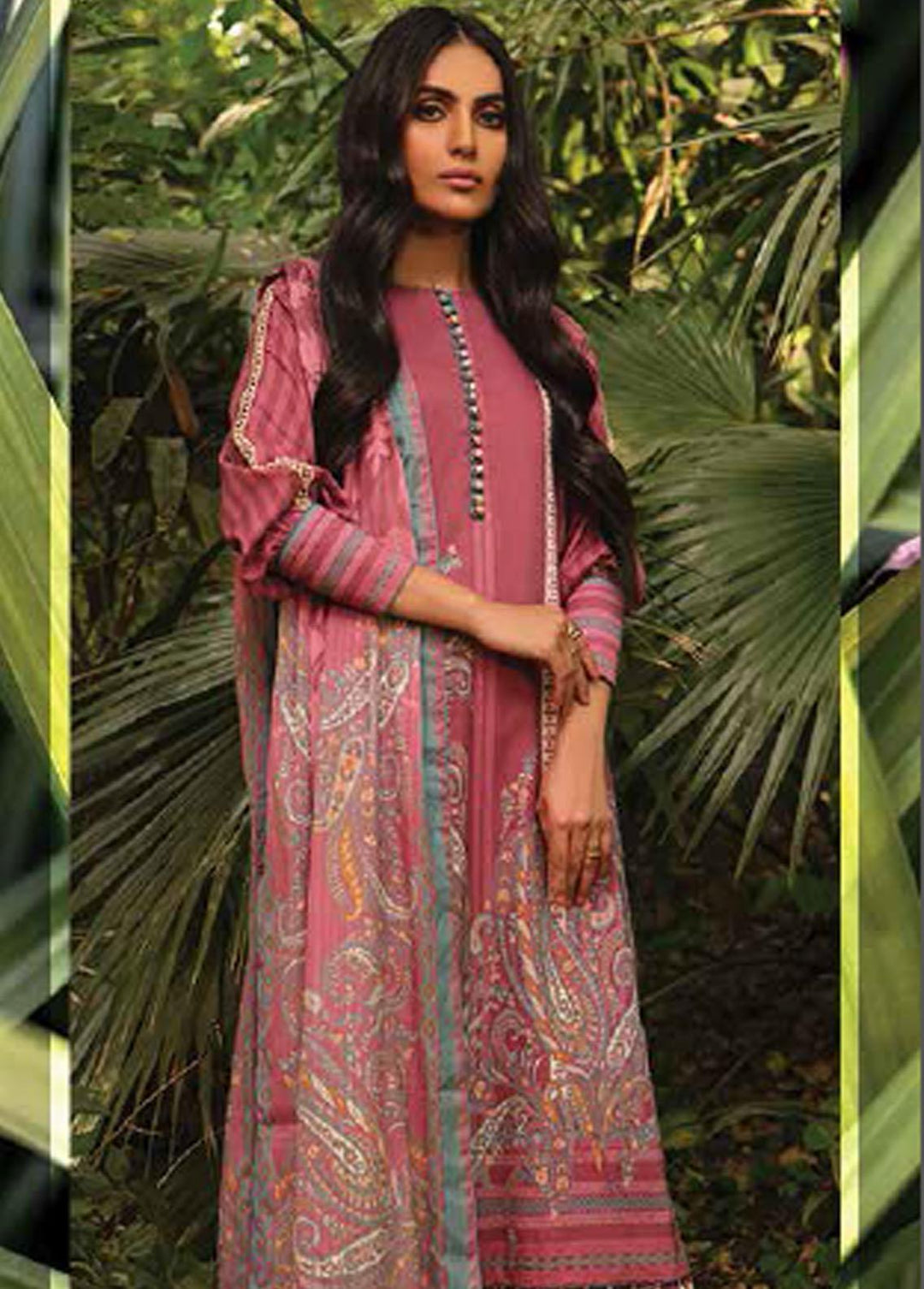 Al Karam Lawn Suits Unstitched 2 Piece AK22-SS3 SS-34-22-3 Tea Pink - Spring / Summer Collection