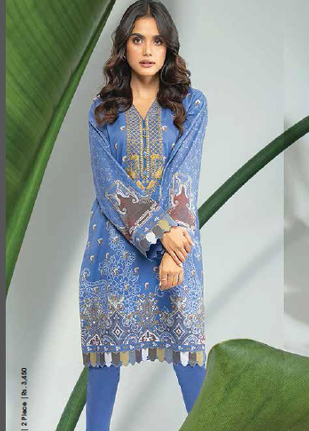 Al Karam Lawn Suits Unstitched 2 Piece AK22-SS3 SS-34.1-22-3 Blue - Spring / Summer Collection