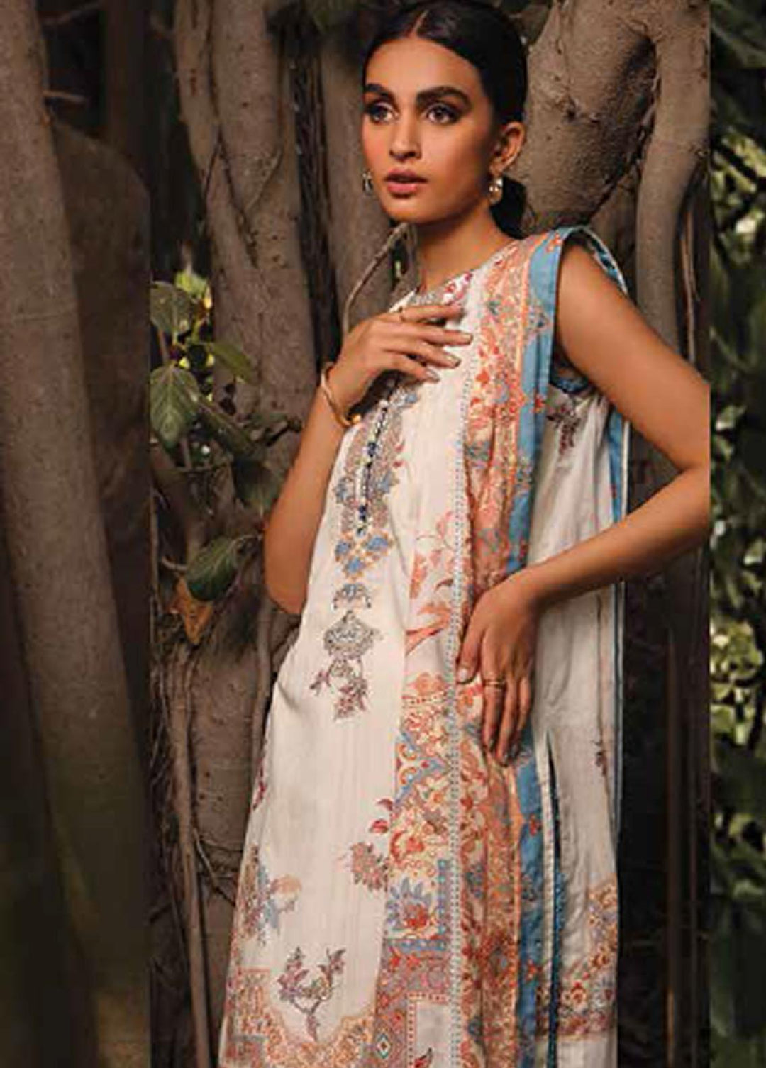 Al Karam Lawn Suits Unstitched 2 Piece AK22-SS3 SS-41.1-22-3 Beige - Spring / Summer Collection
