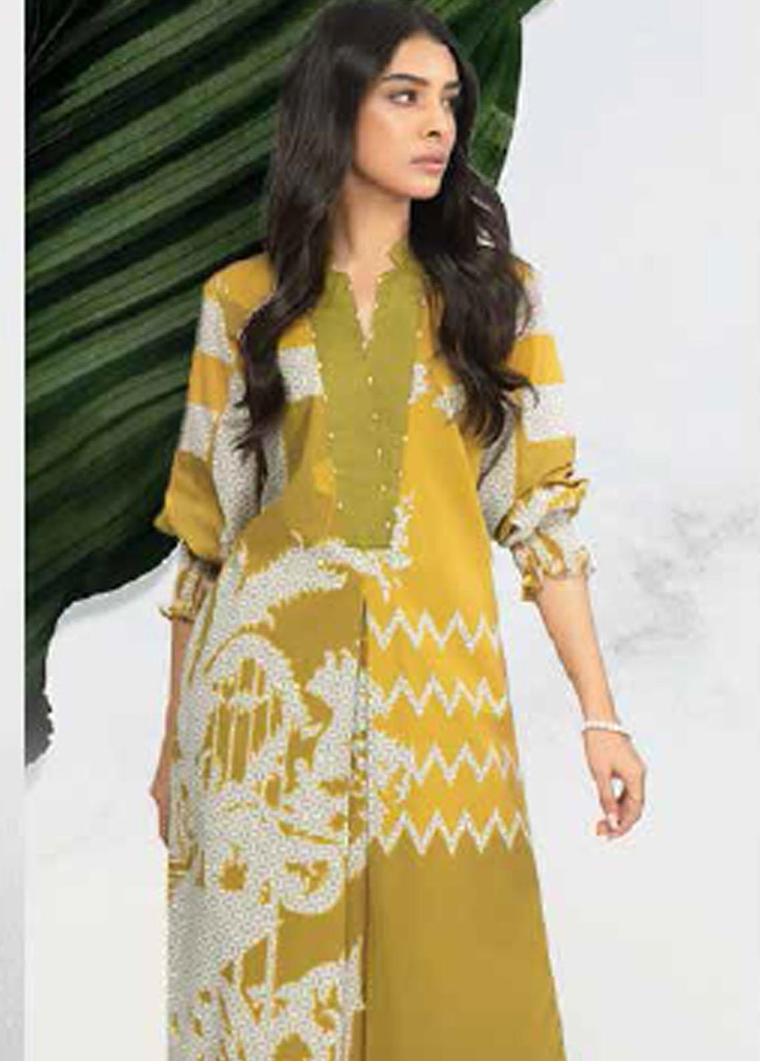 Al Karam Lawn Suits Unstitched 2 Piece AK22-SS3 SS-46-22-3 Lime Green - Spring / Summer Collection