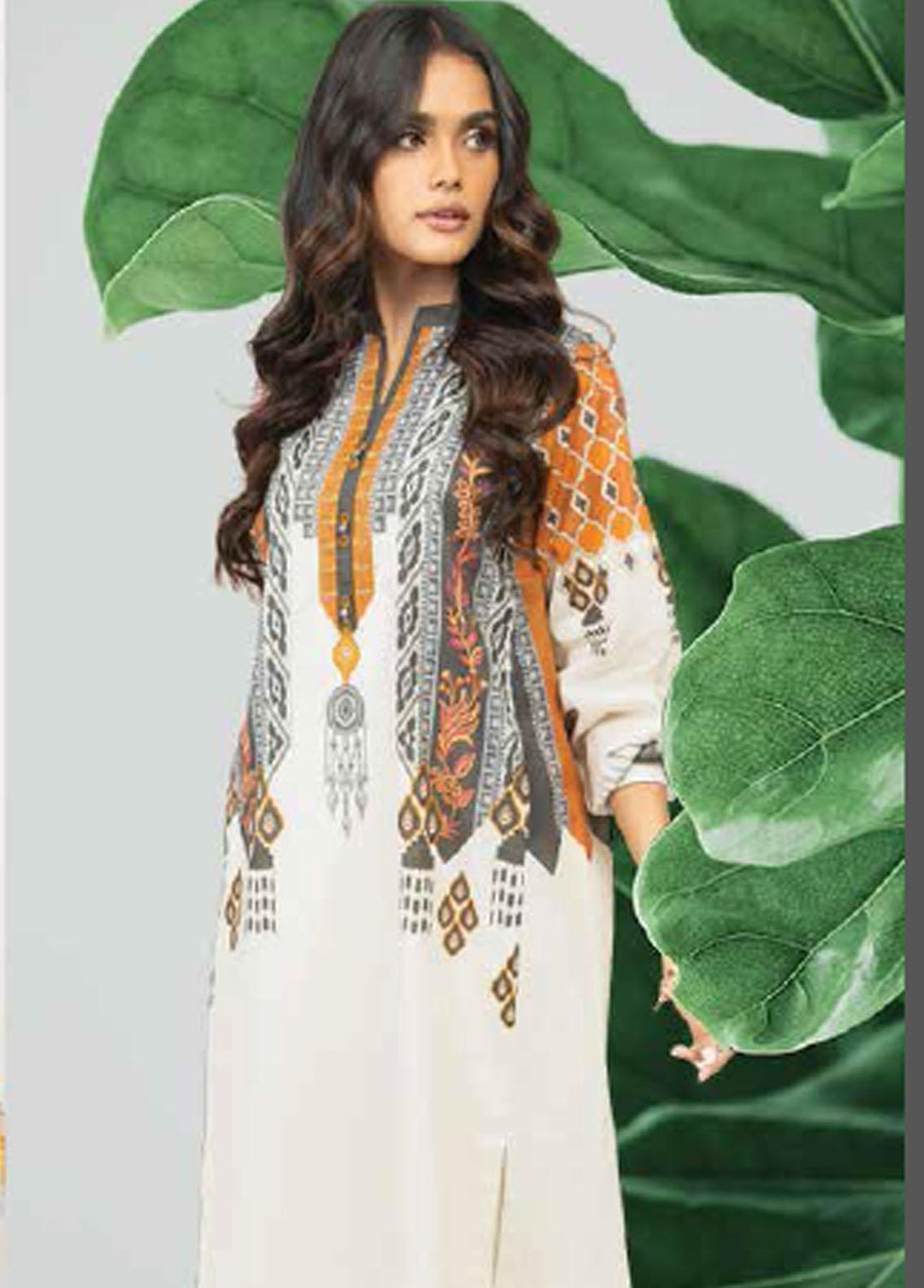 Al Karam Lawn Suits Unstitched 2 Piece AK22-SS3 SS-48-22-3 Cream - Spring / Summer Collection